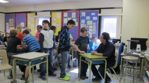 Signing books at Frank J. Mitchell Elementary School (in Sparwood, BC).